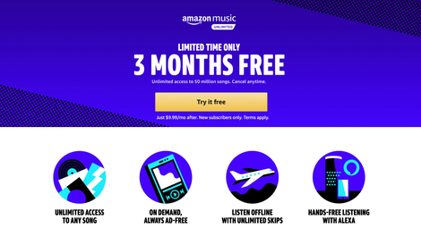 3 Months Amazon Music Unlimited | FREE | Amazon | New members only